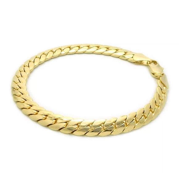NEW High Polish 14K Gold Plated Cuban Bracelet 8MM